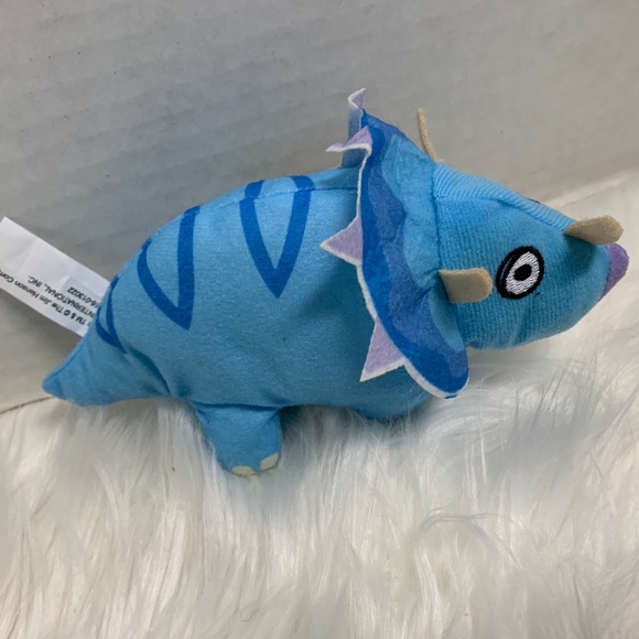 New Fuzzy Friends Dinosaur Blue Triceratops 7 in L Plush Stuffed Animal Toy - Picture 2 of 3